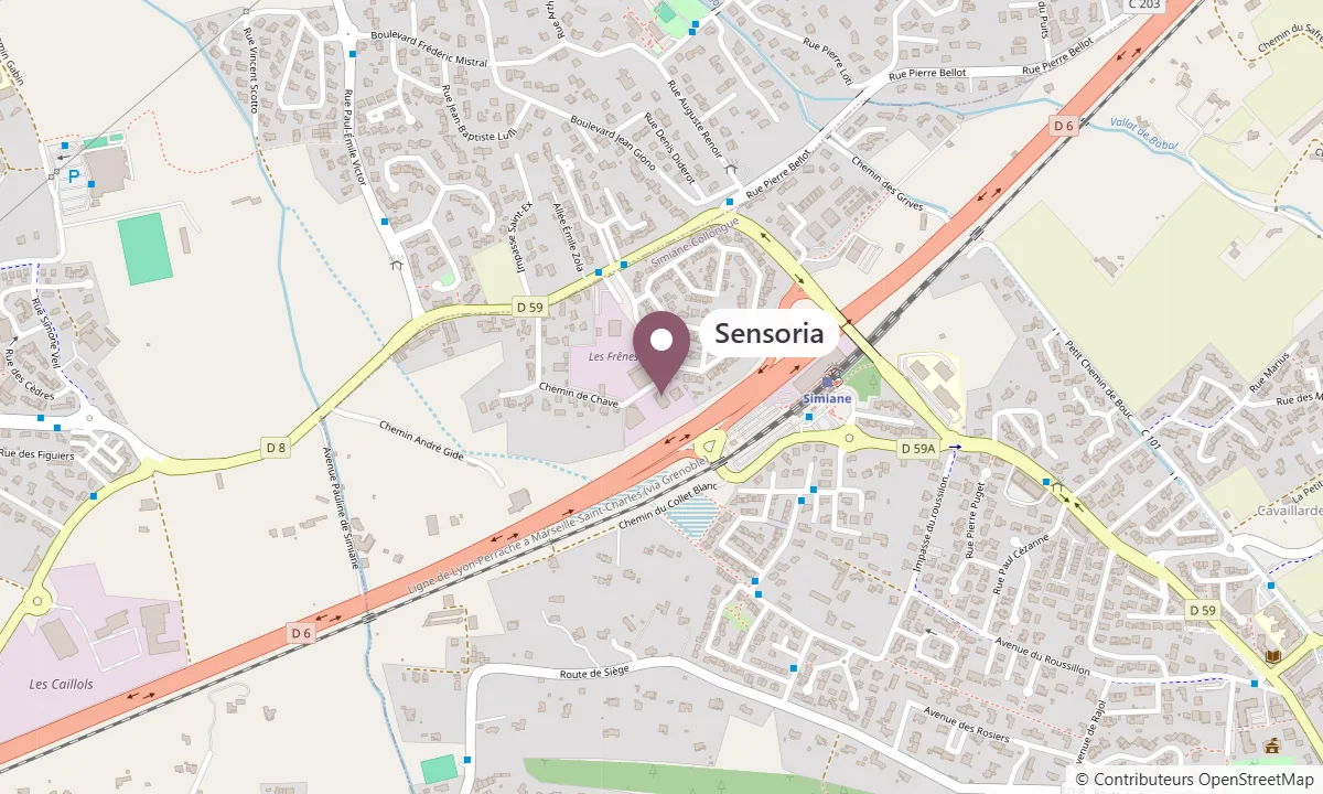Plan d'accès : Sensoria, 209 rue du Bouleau, 13109 Simiane-Collongue